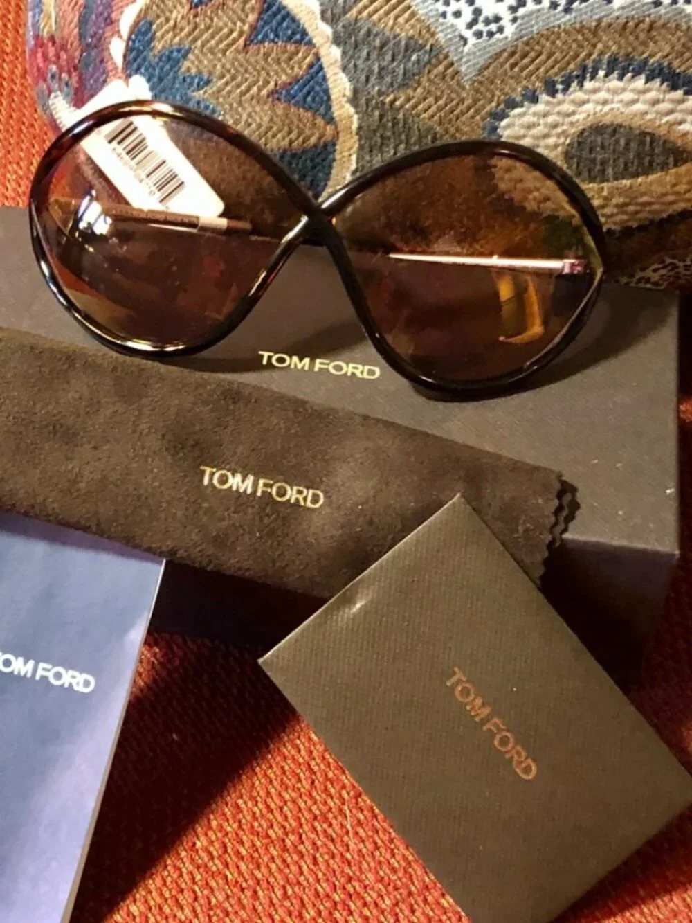 NWT~TOM FORD~70MM Liora Oversized Havana Sunglasses